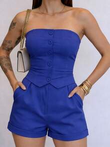 Premium Tailored Strapless Set - Royal Blue - View 2