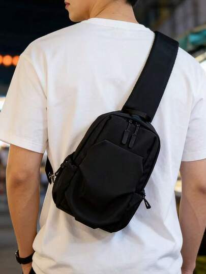 Túi đeo chéo nam bằng nylon chống thấm nước, ba lô đeo ngực kiểu dáng thường ngày, balo nhẹ tiện dụng cho đi làm hàng ngày, du lịch và hoạt động ngoài trời.