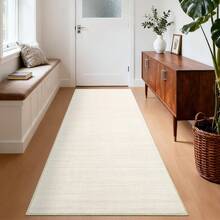 1Pcs Room Decor Living Room Neutral Rug Washable Modern Beige Solid Abstract Large Area Rug For Bedroom With Non Slip Back Low Pile Stain Resistant Carpet For Dining Room Dorm Home Decor Runner For Hallway - 米色 - 查看 2
