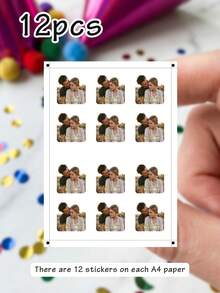 Custom Photo Stickers Personalized Name Date Design, Romantic Elegant Style For Wedding Anniversary Scrapbook Journal Decor, Customized Picture Couple Sticker Set Keepsake Gift, Customizable Text Memory Label For Friends Family Valentine's Day - Style a - View 8