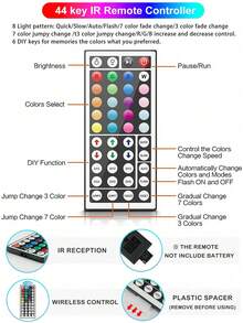 1 pieza Tira de luz de neón LED RGB flexible con control remoto - Luz de neón ajustable de color, adecuada para dormitorio, sofá, área de juegos y decoración de cine en casa, perfecta para decoración navideña - luz policromática - Ver 9