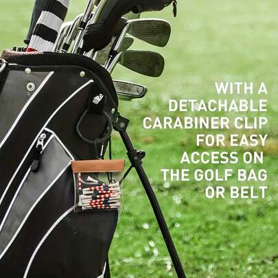 Ueasy 1 Set Golf Spike Bag Clip Organizer, Transparent Golf Spike Storage Bag Includes Wooden/Bamboo Spikes, Golf Accessory Organizer Bag Can Hold Spikes, Phone, Keys, Cards, Golf Lover Gift