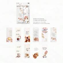 20pcs Vintage Writable Memo Stickers, Retro Coffee Theme Labels, Suitable For Scrapbooks, Planners, Diaries, Collages, DIY Notebooks, Albums, Blank Bookmarks, Tags, Also Can Be Used As Decorative Background Paper And Vintage Stickers, Scrapbooking, Cahier Scrapbook Supplies - A - View 12
