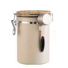 Large Coffee Canister, Stainless Steel Airtight Storage Container With Lid, With Date Tracker And Measuring Spoon, Suitable For Coffee Powder, Coffee Beans, Tea, Flour, Grains, Sugar, Etc., Capacity 38 Oz, Black - Black - View 10