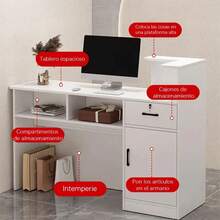 Premium Simple Reception Desk With Drawer And 1 Door 100cm - 白色 - 查看 6