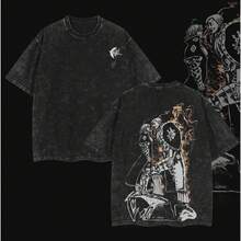 Vintage Washed Shirt With Retro Character Graphic - Black - View 12