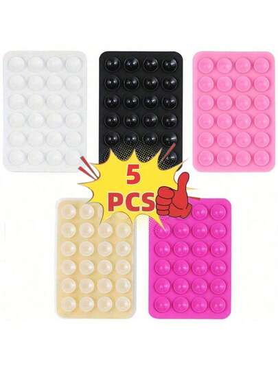 5 miếng dán silicon hút chân không đa năng dùng giữ điện thoại - Loại phổ thông, phù hợp với mọi dòng điện thoại, độ bám dính chắc chắn, có thể tái sử dụng và giặt được - Dùng để trang trí điện thoại, miếng dán hút chân không đa năng, có miếng dán mặt sau, tiện lợi, quà tặng cho bạn bè, quà Giáng sinh.