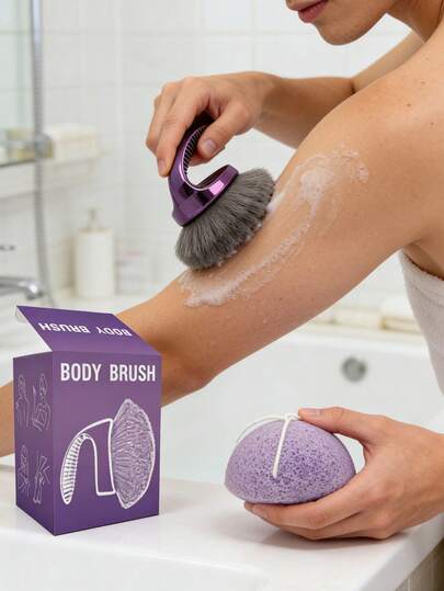 Set de 2 piezas Brocha Kabuki autobronceadora y mezcladora corporal para aplicar loción bronceadora, base de maquillaje. Cerdas suaves y veganas.