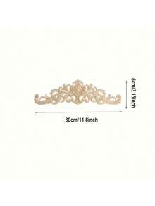 1pc Long Shaped Carved Flower Design Decoration - Wood Color - View 13