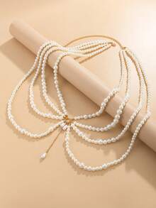 1件海洋度假风多层仿珍珠串珠流苏腰链，优雅奢华，适合海滩度假、派对、日常休闲、街头拍照等场合，是女士节日百搭饰品礼品。 - 腰鏈 - 查看 5