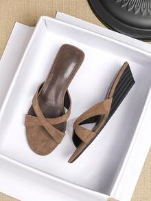 3,5 CM Sandalias de suela gruesa con punta redonda para mujer, nuevas cómodas sandalias planas minimalistas de verano con punta abierta y suela suave, calzado de verano 2026 - Café integral - Ver 5