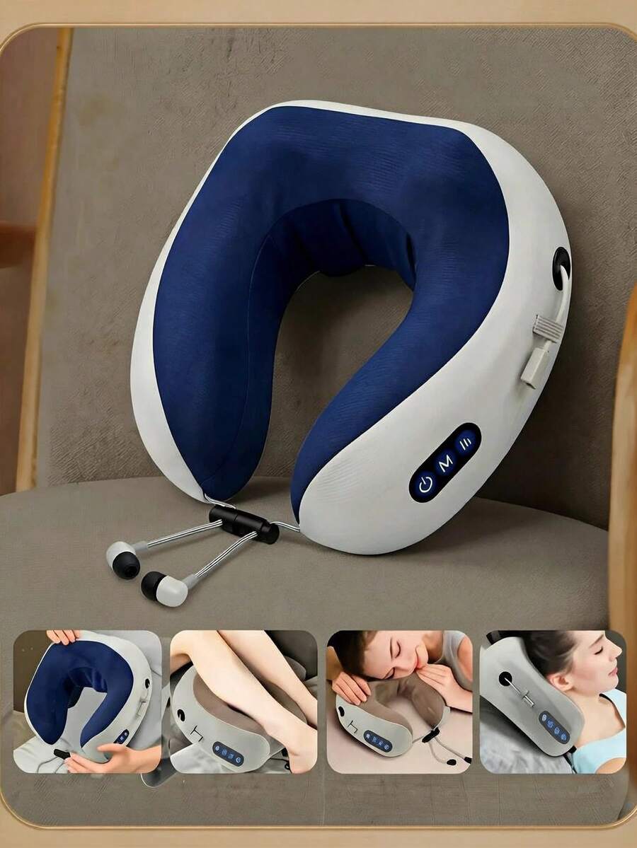 Almohada eléctrica de masaje en forma de U de 1200mAh, relaja los músculos, simula el masaje de cuello y manos, para descanso en el hogar, trabajo de oficina, viajes de larga distancia, regalo para mujeres, hombres y familias