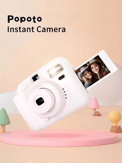  Nueva cámara instantánea Popoto, compatible con película Mini 11/12, adecuada como regalo de cumpleaños, fiesta o boda (baterías y película no incluidas)