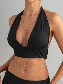 2件套几何铜珠腰链性感身体链，奢华优雅，适合婚礼、派对、海滩、休闲、街头风、比基尼、情侣装、假日、生日等场合，百搭礼物。 - 項鍊 - 查看 4