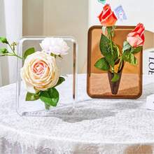 1 pieza Jarrón de marco de foto transparente para arreglo floral hidropónico, ornamento creativo de decoración de escritorio de acrílico para sala de estar, es un regalo maravilloso para familiares y amigos - transparente - Ver 4