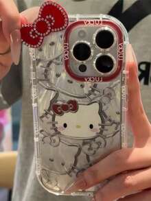 SANRIO 1个时尚泡泡羽毛全覆盖手工水钻卡通Hello Kitty 3D爱心奢华女士手机壳，适用于 11/12/13/14/15/16/17/PROMAX，新奇手机壳 - 彩色 - 查看 3