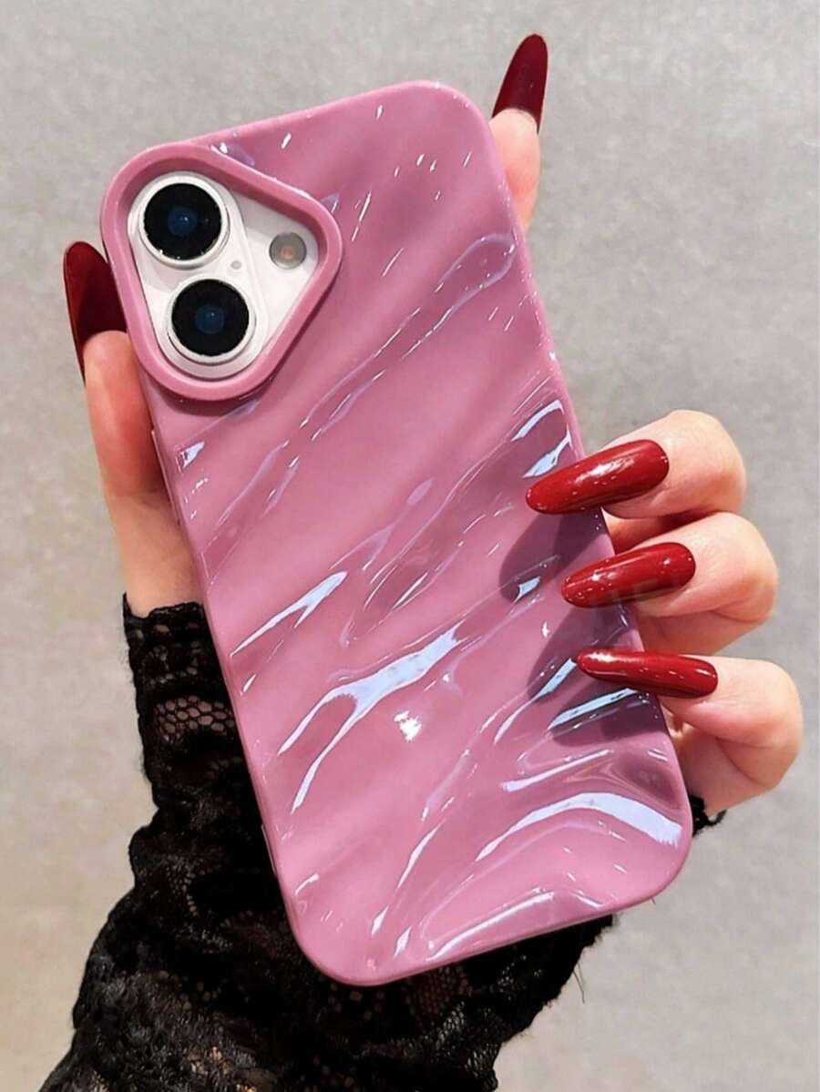 1 chiếc ốp lưng bảo vệ mới, bóng bẩy, họa tiết lượn sóng, tương thích với iPhone 17 Pro Max/17/17 Pro/16 Pro Max/16/16 Pro/16 Plus/15 Pro Max/15 Pro/15 Plus/15/14 Pro Max/14 Pro/14/13 Pro/13/12 Pro/12/11/XS/XS Max/8 Plus/7, ốp lưng mềm mại, bảo vệ toàn diện, chống rơi vỡ cho 13 Pro Max/XR, dành cho nữ. - Màu tím hoa cà - Xem 1