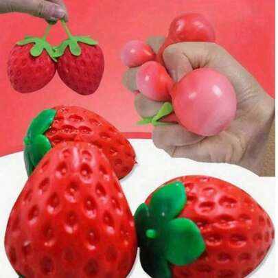 Strawberry Slow Rise Extrusion Good Thing - Lifelike Fragrance Slow Rebound Sensory Decompression Artifact, Giant Soft Extrusion Sensory Good Thing, PU Fruit Soft Extrusion Slow Rise Gel Filling Design