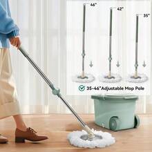 1set,Spin Mop And Bucket, 360° Spin Mop And Bucket With Wringer Set,Stainless Steel Floor Spin Mop Bucket System For Floor Cleaning - A - 查看 4