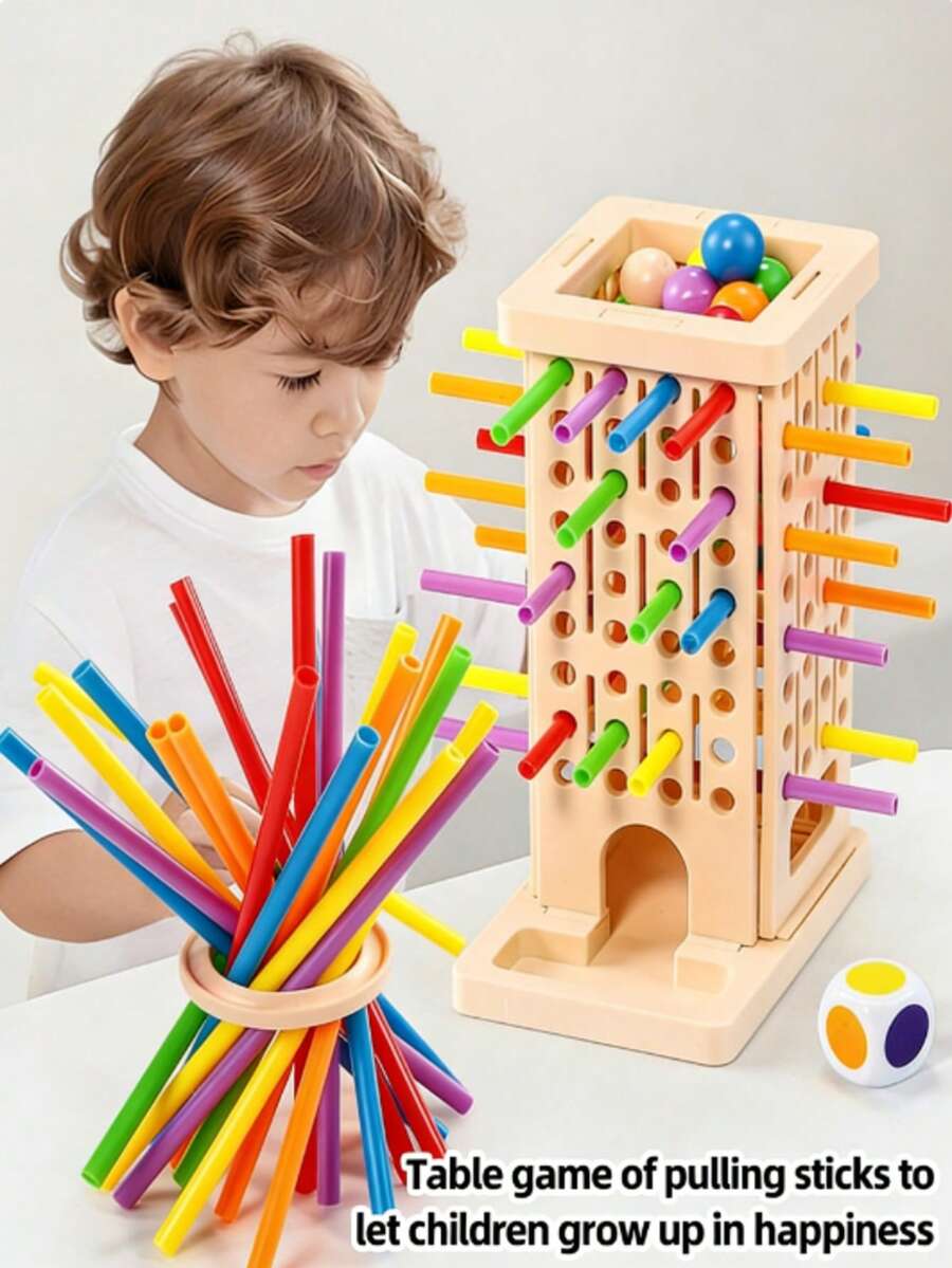 3合1拉桿遊戲，3種玩法，培養色彩辨識力與手部靈活性，互動式教育桌面遊戲，親子互動玩具，訓練專注力與邏輯思考，適合3歲以上男孩女孩，節日生日返校萬聖節禮物