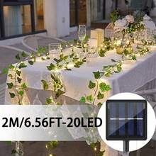 1pc 2m/6.56ft, 5m/16.4ft, 10m/32.8ft Solar Powered Green Leaf Vine Lights, Outdoor LED Green Leaf Lights, Ivy Fairy Lights, Suitable For Living Room, Bedroom, Patio, Shop, Bar, Wedding, Garden, Wall, Yard, Party Decor, Autumn Decor, Home Decor, Outdoor Decor - Solar-powered Green Leaf String Lights - View 13