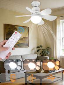 Quạt trần hiện đại 30W có đèn, 3 tốc độ điều chỉnh, điều khiển từ xa, dùng bóng E27 - Thích hợp cho phòng ngủ, phòng khách, nhà bếp và ban công. - trắng - Xem 2