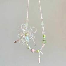 1pc Fairy Style Flower Pendant Necklace, Sweet Fresh Beaded Chain Necklace For Women, Casual Daily Wear Jewelry - vòng cổ hoa tươi mát và trong suốt - Xem 10