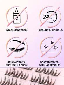 60pcs/Set Glue-Free Cat Claw False Eyelashes, Korean Style, C-Curl, 8-12mm Mixed Length, Easy DIY, Save Makeup Time, Soft & Lightweight, Beginner-Friendly, Reusable, Suitable For Daily, Party, Travel, Great Gift For Friends & Holidays - C - View 7