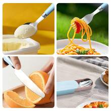 4件套便携式餐具套装，旅行餐具带收纳盒，可重复使用不锈钢餐具套装，露营餐具套装，成人午餐餐具，户外野餐餐具，包括餐刀、叉子、勺子，适合野餐、露营、旅行、工作、户外活动、家庭厨房、餐厅、学生、办公室、节日礼物、学习用品、返校季、复活节礼物 - - - 查看 4