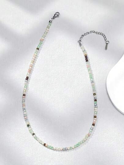 1 件女士果冻色简约串珠项链（珠子随机）