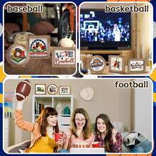 48 Pcs Interchangeable Seasonal Tiered Tray Decor Set Farmhouse Spring Easter Tiered Decorations Include Wood Frames With Ladders Cards Bow Knot, Tray Not Included(Bright Color, Sports) - 鮮豔的色彩 + 運動 - 查看 6