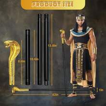 42IN Metal Pimp Cane With E Platic Handle Egyan Taff For Pharaoh And Cleopatra Cotume Memerizing Coplay P For Halloween - Vàng cổ điển - Xem 6