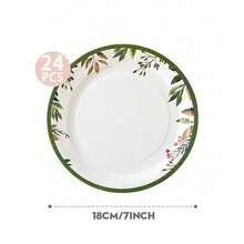 Green Leaf Paper Plates And Napkins Party Supplies, Green Leaf Disposable Paper Plates, Paper Cups, Sage Green Leaf Paper Plates, Green Leaf Bridal Shower Plates, Eucalyptus Bridal Shower Decorations And Sage Green Birthday Decorations Disposable Paper Plates - Multicolor - View 10