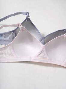 6Pcs/Sets Solid Ribbed Girlsteen Underwear Sets, Girls Youth Triangle Cup Bra, Ribbed Briefs Suitable For Girls Aged 13-15 - Multicolor - View 3