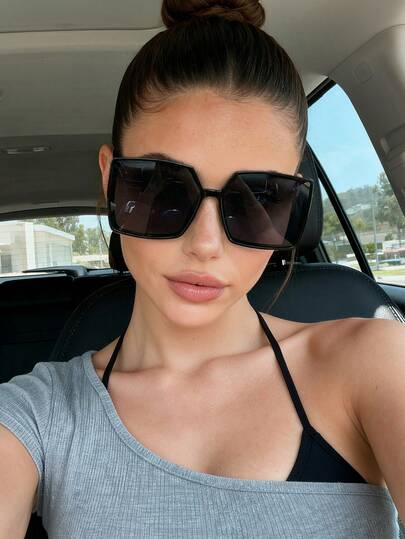 1 Pair Y2K Style Fashion , Women's Model, Suitable For Photography, Driving, Summer Beach, Outdoor Activities, Travel. Casual Oversized Square Frame, Suitable For Outfits, Back To School Season.