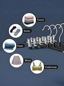 20/10/1 pieza Pinzas para pantalones de acero galvanizado sin marcas, perchas antideslizantes para faldas y pantalones - Pinzas multifuncionales para colgar ropa para organización y almacenamiento del armario - Negro - Ver 6