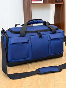 商务旅行行李袋 | 大容量浅米色黑色周末旅行包 | 多口袋防水肩带 | 适合过夜旅行/通勤/健身 | 时尚耐用行李袋 - 彩色 - 查看 5