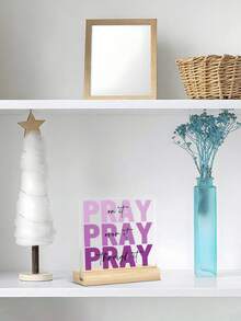1件紫色「Prayer」壓克力桌面裝飾品附木製底座，透明式標牌，基督教聖經桌面裝飾，宗教禮品，適合房間裝飾、臥室裝飾、家居裝飾、老師禮物、聖誕節、萬聖節、生日禮物 - 紫色 - 查看 5