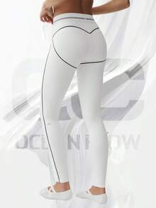 Airbrush High-Waist Heart Throb Legging - White/Black - View 2
