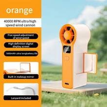 1pc Summer Bestseller 1800mAh Capacity Handheld Fan With Mirror, High-Speed Portable Swirl Smart Display Continuous Runtime Strengthened Airflow Mini Fan With Mirror - 多色 - 查看 6