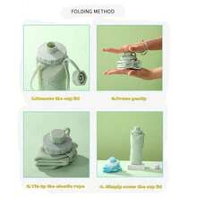 Hot Selling Silicone Foldable Adult Portable Reusable Plastic Cup Outdoor Travel Fitness Water Cup - 綠色 - 查看 5
