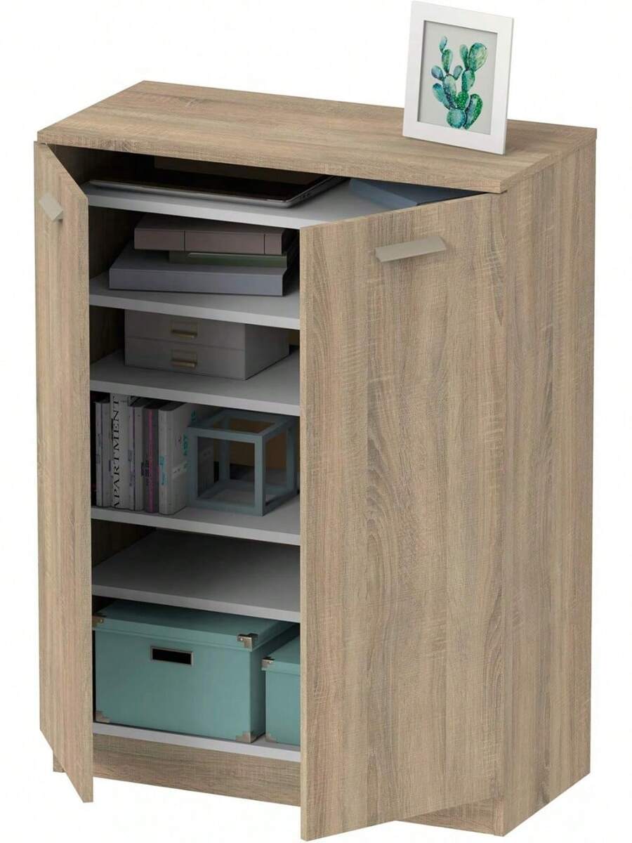 PITARCH FURNITURE| Low Multipurpose Shoe Cabinet, 2 Shelves, Offices, Galleries, Kitchens, 101x74x36cm (Height X Width X Depth), Cambrian Oak, - Kỷ Cambri - Xem 1
