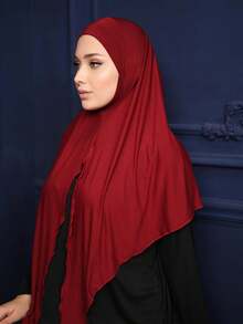 1pc Instant Triangle Hijab, All-In-One Headscarf With Chin Strap. Quick Wrap Triangle Scarf, No Undercap Needed, No Folding Required. Suitable For Daily Wear, Prayers, And Outings - Multicolor - View 4