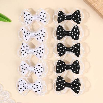 10 chiếc nơ cài tóc lưới chấm bi cho bé gái, kẹp tóc ren chấm bi Kawaii cho mùa xuân hè, kẹp tóc dễ thương dự tiệc cưới, kẹp tóc kiểu tiên nữ, phụ kiện tóc cho bé.