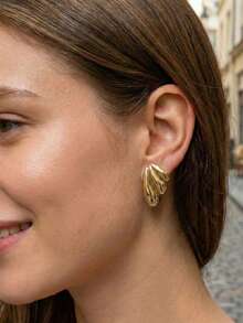 6 Paar Damen Ohrringe Set in verschiedenen Goldtönen, luxuriöse Ohrring Kombination Set, modische und vielfältige Stile inklusive dicke goldene Creolen, retroartige personalisierte goldene Ohrstecker, leichte verdrehte geometrische Ohrhänger und andere Designs. Einfach und elegant, retro-chic Design, zeigt einzigartige Eleganz. Speziell gefertigter Modeschmuck für Frauen und Mädchen. - Verschiedenfarbig - Übersicht 4