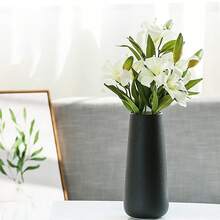 Frosted Plastic Vase With A Matte Finish And Minimalist Design, Suitable For Home Decor, Bedrooms, Living Rooms, Dining Tables, And Offices. Available In Ebony Black And Ivory White. - Multicolor - View 5