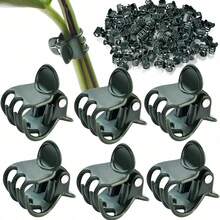 50/100 Reusable Green Plant Support Clips - Adjustable Garden And Greenhouse Supports For Vines, Flowers, Seedlings, And Tomatoes - Durable Green Plastic With Metal Clips To Ensure Plant Growth. Garden Support Accessories | Garden Clips | Reusable Garden Clips,Garden,Garden Stuff,Plant Support,Garden Planters,Plastic Plant Support Clips Orchid Stem Clip For Vine Support Vegetables Flower Tied Bundle Branch Clamping Garden Tool - One Size - View 2