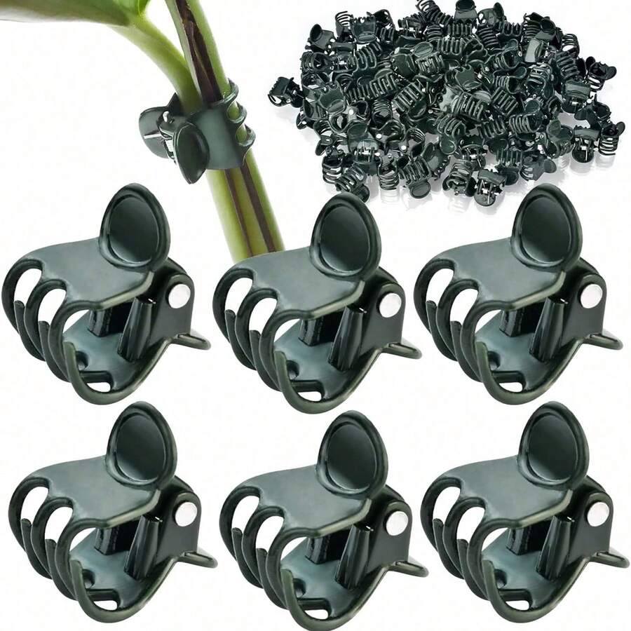 50/100 Reusable Green Plant Support Clips - Adjustable Garden And Greenhouse Supports For Vines, Flowers, Seedlings, And Tomatoes - Durable Green Plastic With Metal Clips To Ensure Plant Growth. Garden Support Accessories | Garden Clips | Reusable Garden Clips,Garden,Garden Stuff,Plant Support,Garden Planters,Plastic Plant Support Clips Orchid Stem Clip For Vine Support Vegetables Flower Tied Bundle Branch Clamping Garden Tool