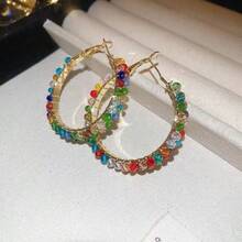 A Pair Of Large Rice Bead Earrings - Elegant Bohemian Style Design, Simple And Durable, Suitable Parties, Weddings, And Casual Wear Occasions - 款式三 - 查看 8