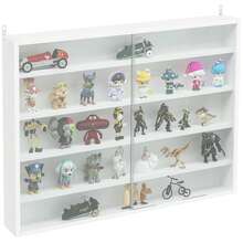 Wall Mounted Storage Display Unit 5-Tier, Glass Front Cabinet With Adjustable Shelves For Home Office White - 1PC - View 3